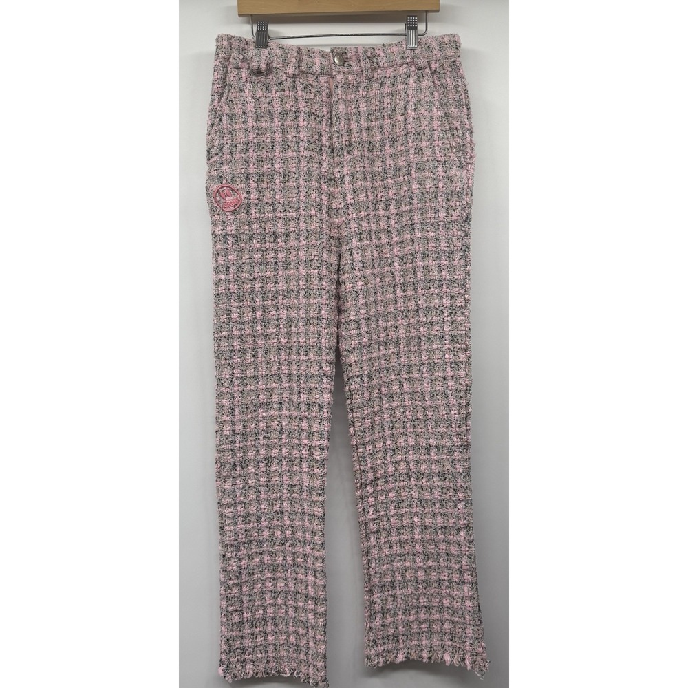 Drew House Boucle Tweed Woven Pink Plaid Pants Women's SZ Med Justin Bieber - Picture 1 of 10